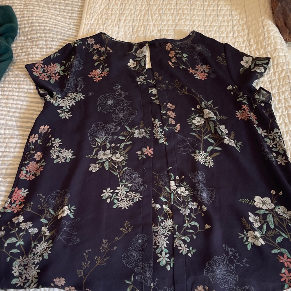 Maurices Navy Floral Blouse - Picture 5 of 5